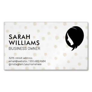 Polka Dot Glitter Women Hair Magnetic Business Card