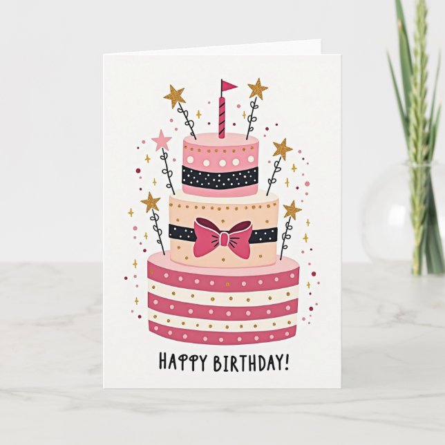 Polka Dot Gold Cake Card (Front)