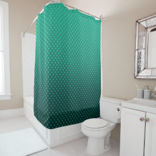 Polka dot gradient green black colors dark print shower curtain
