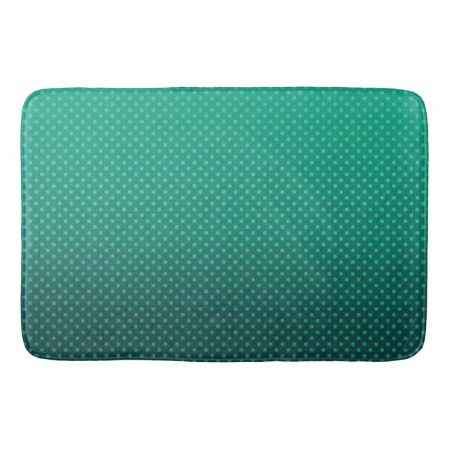 Polka dot gradient green black colours dark print bath mat (Front)