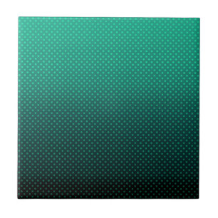 Polka dot gradient green black colours dark print ceramic tile