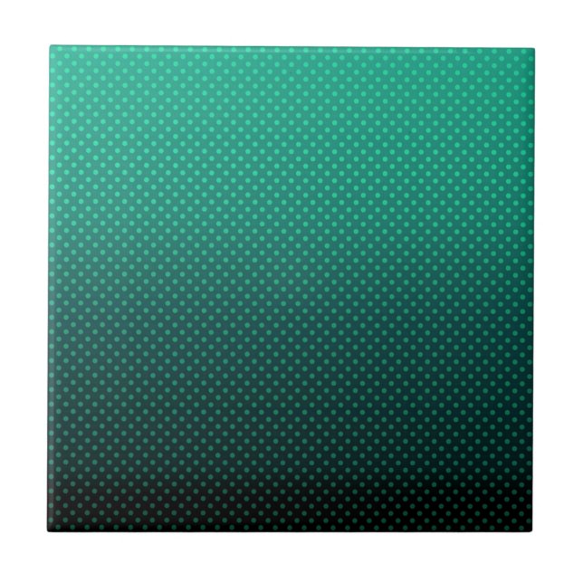 Polka dot gradient green black colours dark print ceramic tile (Front)