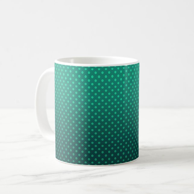 Polka dot gradient green black colours dark print coffee mug (Front Left)