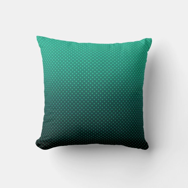 Polka dot gradient green black colours dark print cushion (Front)