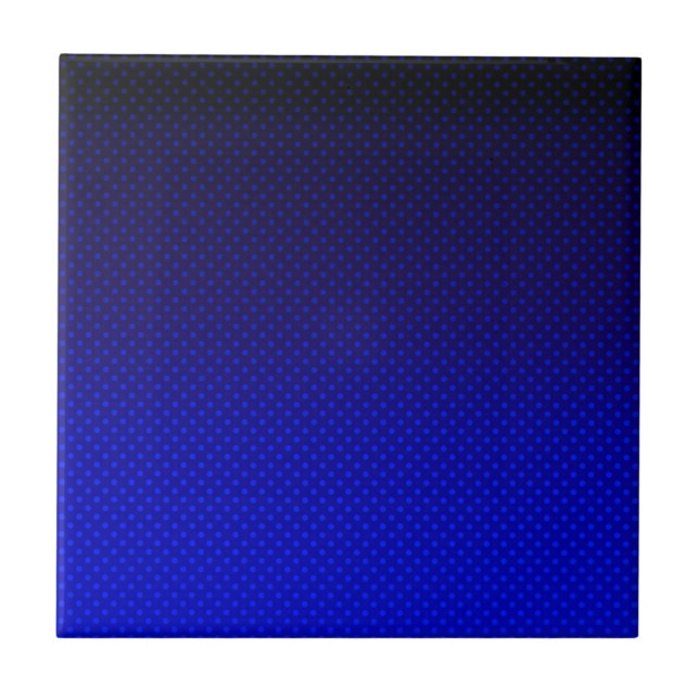 Polka dot gradient navy black colours dark print ceramic tile (Front)