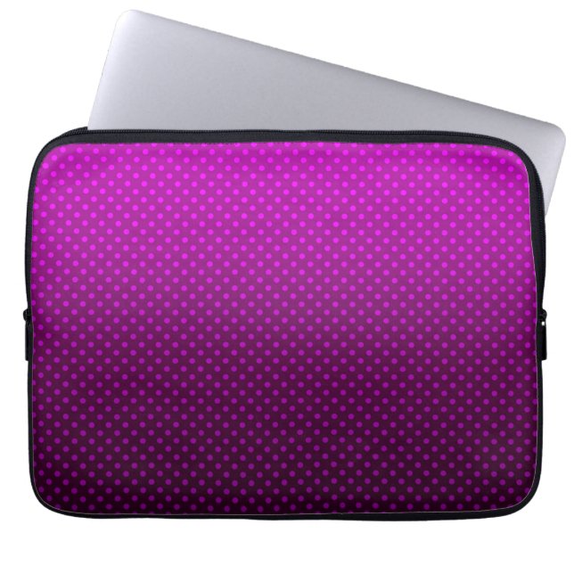 Polka dot gradient purple black colours dark print laptop sleeve (Front)