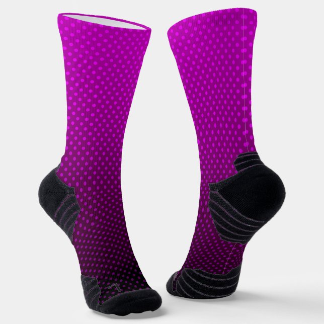 Polka dot gradient purple black colours dark print socks (Angled)