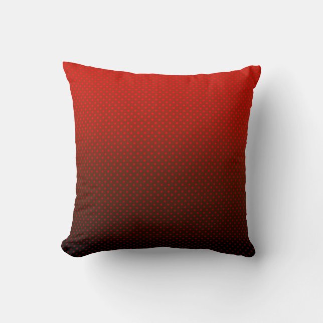 Polka dot gradient red black colours dark print cushion (Front)