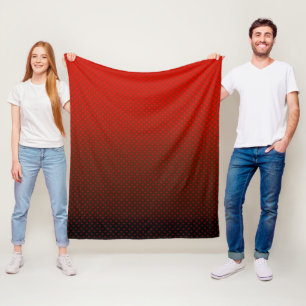 Polka dot gradient red black colours dark print fleece blanket