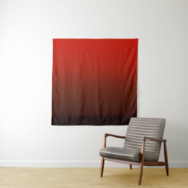 Polka dot gradient red black colours dark print tapestry (In Situ)