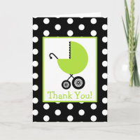 Polka Dot & Green Carriage Baby Shower Thank You