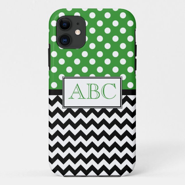 Polka Dot Green & Chevron iPhone 5 Case (Back)