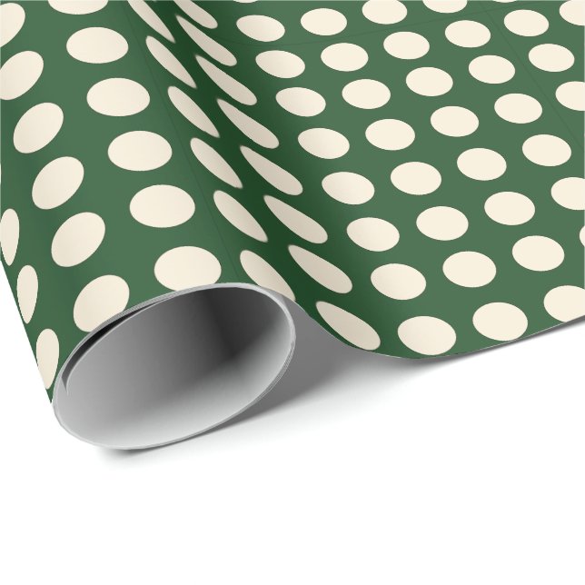 Polka Dot Green Ivory Colour Polka Dot Wrapping Paper (Roll Corner)