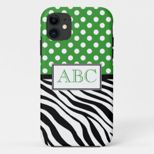 Polka Dot Green & Zebra Print iPhone 5 Case