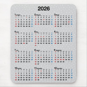 Polka Dot  Grey 2026 Calendar Mouse Pad