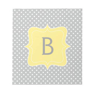 Polka Dot Grey and Yellow Monogram Notepad