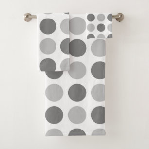 Polka Dot Greys Bath Towel Set