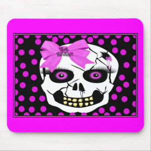 Polka-dot Halloween Girl Scull Mouse Pad