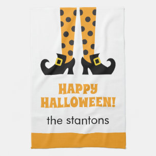 Polka Dot Halloween Witch Kitchen Towel