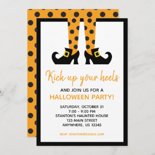 Polka Dot Halloween Witch Party Invitations