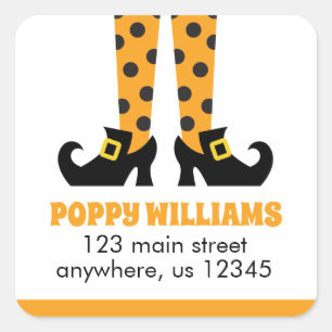 Polka Dot Halloween Witch Return Address Labels