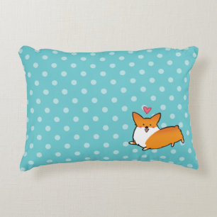Polka Dot Happy Corgi Pillow