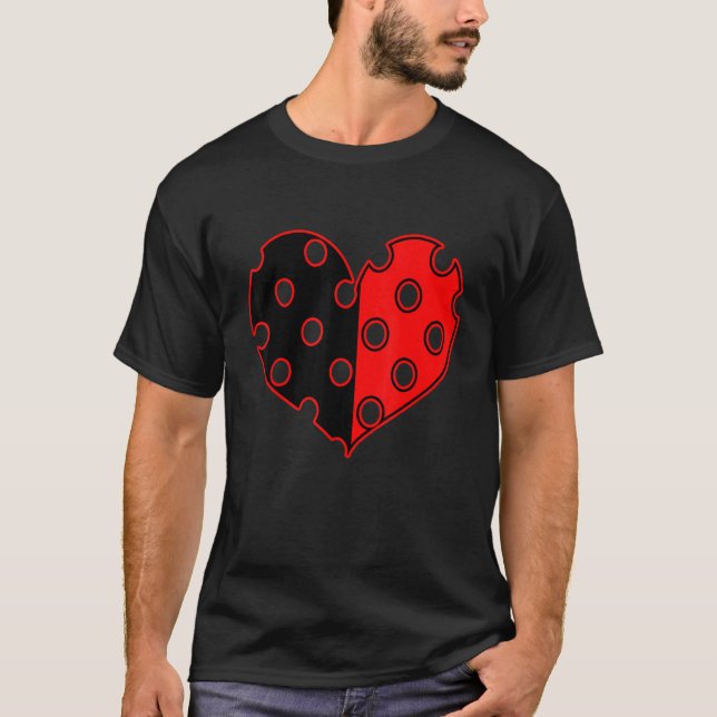 Polka Dot Heart in BLACK AND RED T-Shirt (Front)