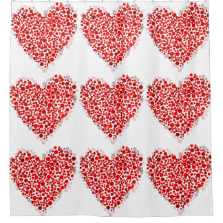 Polka Dot Heart Pattern Shower Curtain