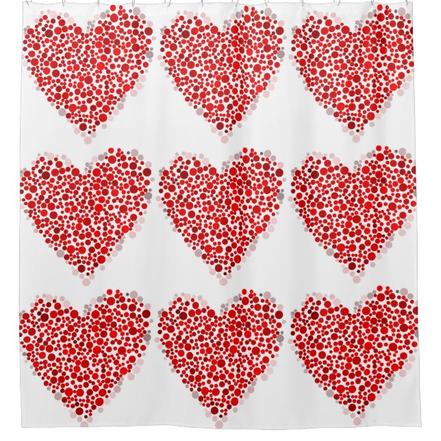 Polka Dot Heart Pattern Shower Curtain (Front)