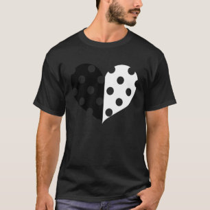 Polka Dot Heart Plain Colour BLACK AND WHITE T-Shirt