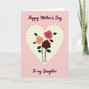 Polka Dot Heart Roses Mothers Card