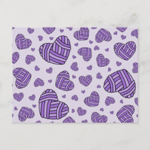 Polka Dot Heart Shaped Balls of Yarn (Purple #2) Postcard