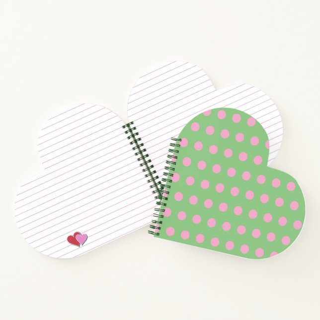Polka Dot Heart Shaped Notebook (Sage Green) (Inside)