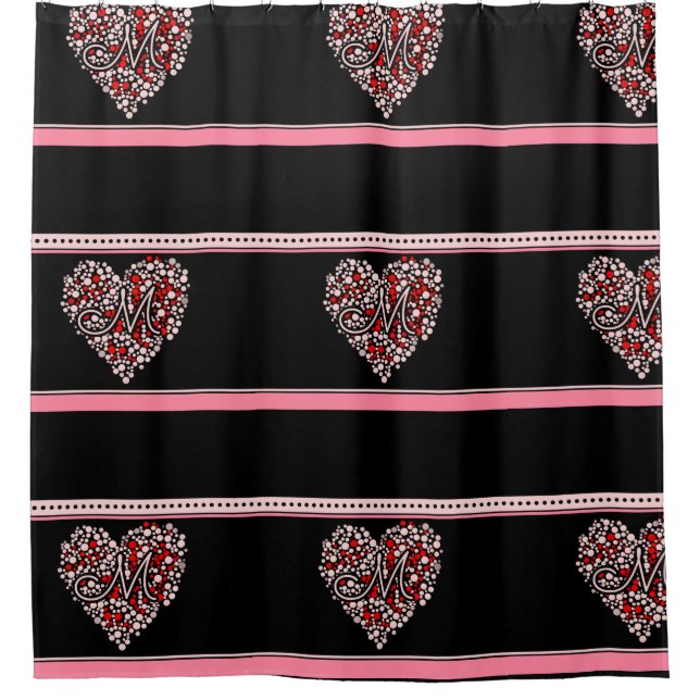 Polka Dot Heart Shower Curtain (Front)