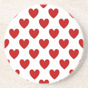 Polka Dot Hearts Pattern Coaster