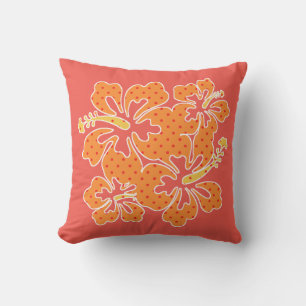 Polka Dot Hibiscus Tropical Outdoor Pillow
