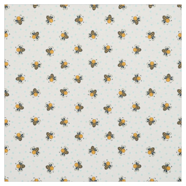 Polka Dot Honey Bees Antique White Fabric (Swatch)
