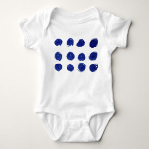 Polka dot, indigo blue watercolor. baby bodysuit