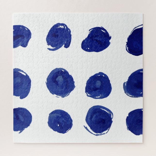 Polka dot, indigo blue watercolor. jigsaw puzzle (Vertical)