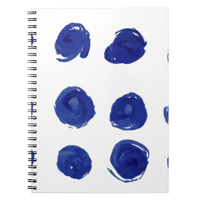 Polka dot, indigo blue watercolor. notebook (Front)