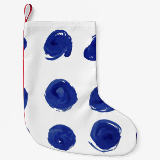 Polka dot, indigo blue watercolor. small christmas stocking