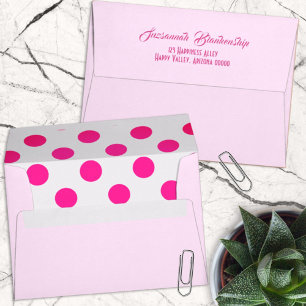 Polka Dot Inside Pastel Pink Outside Custom Envelope