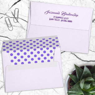 Polka Dot Inside Pastel Purple Outside Custom Envelope
