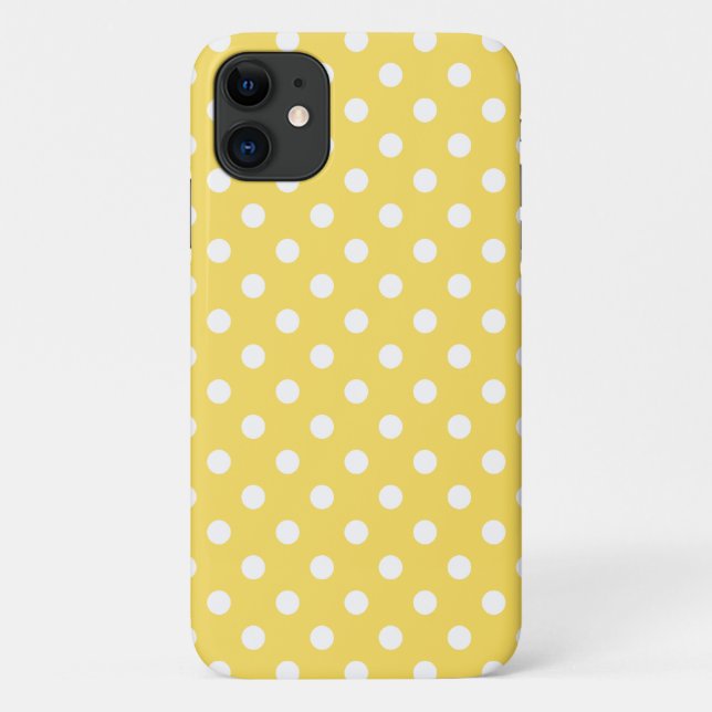 Polka Dot iPhone, Plus & Pro case in Lemon Yellow (Back)