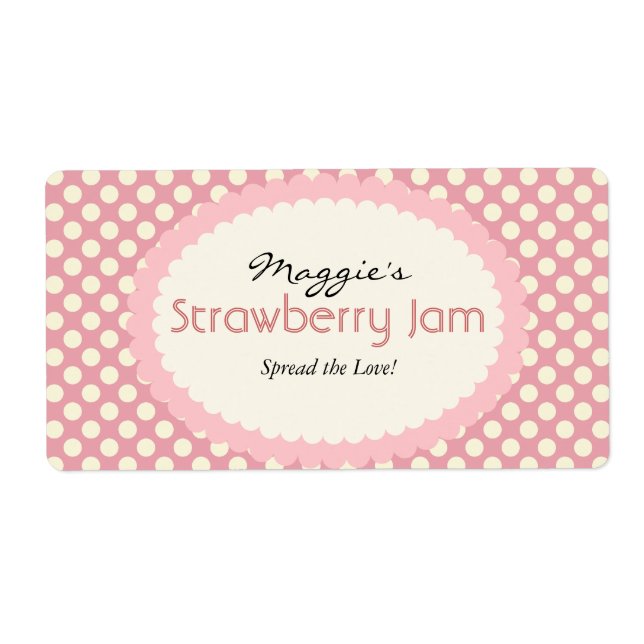 Polka Dot Jam Jar Labels, Custom (Front)