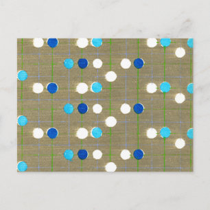 Polka Dot Japanese Woodcut Textile Postcard