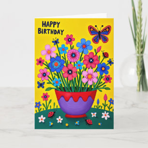 Polka Dot Joyful Flowers Card