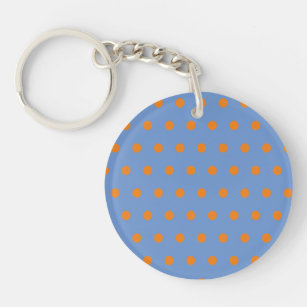 Polka Dot Keychain (Denim Blue & Orange)