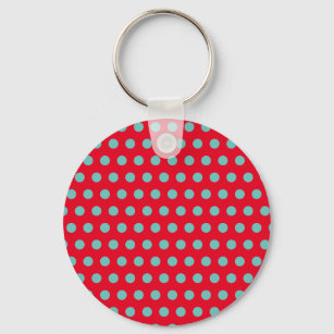 Polka Dot Keychain (Red & Aqua)