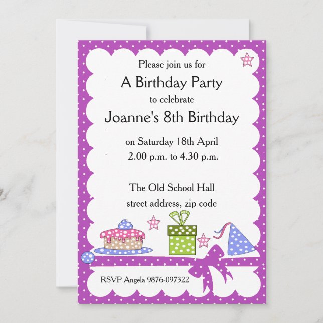 Polka Dot Kid Birthday Invitation (Front)